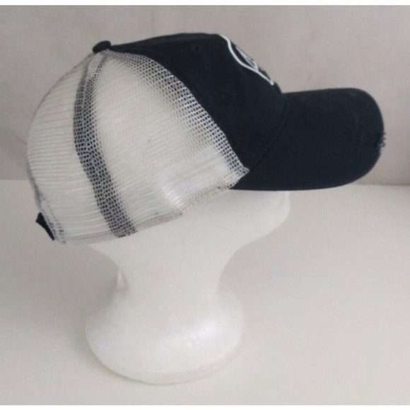 45 With USA Flag Frayed Mesh Back Navy Blue Unisex Embroidered Adj. Baseball Cap - Picture 3 of 6